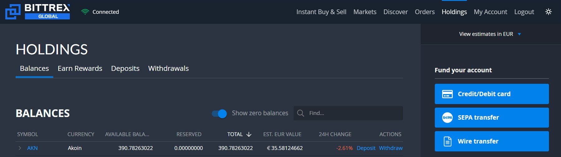 How to fund bittrex account